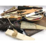 Extensive collection of vintage fans to include many styles and materials