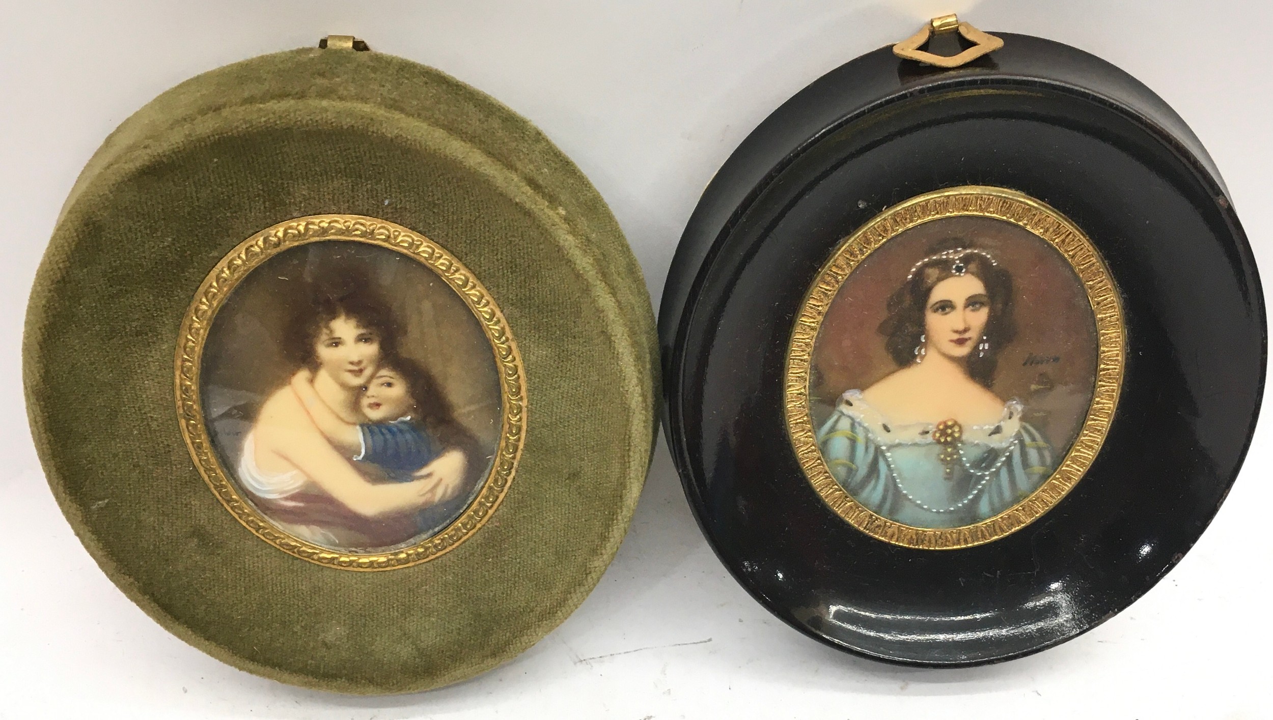 A collection of framed miniatures. Mostly hand painted on porcelain. Six in lot - Image 4 of 4
