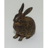 A Vintage cold painted bronze rabbit figure.