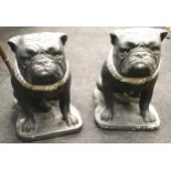 Pair of substantial garden statuary French Bulldogs made from reconstituted stone. Approx 44cms tall