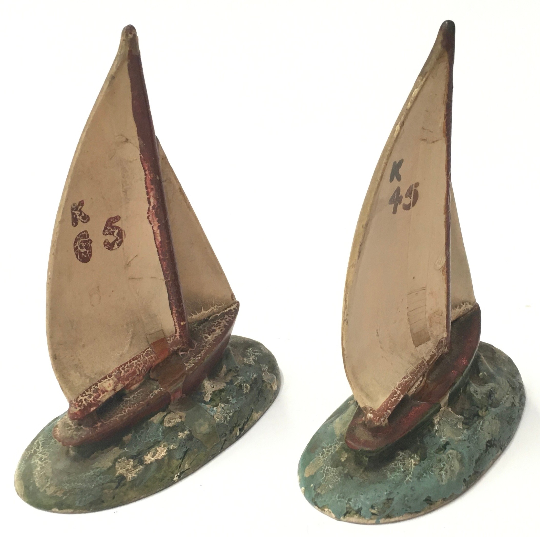 Poole Pottery pair of Yachts (overpainted) 11cms each (2) - Image 4 of 5