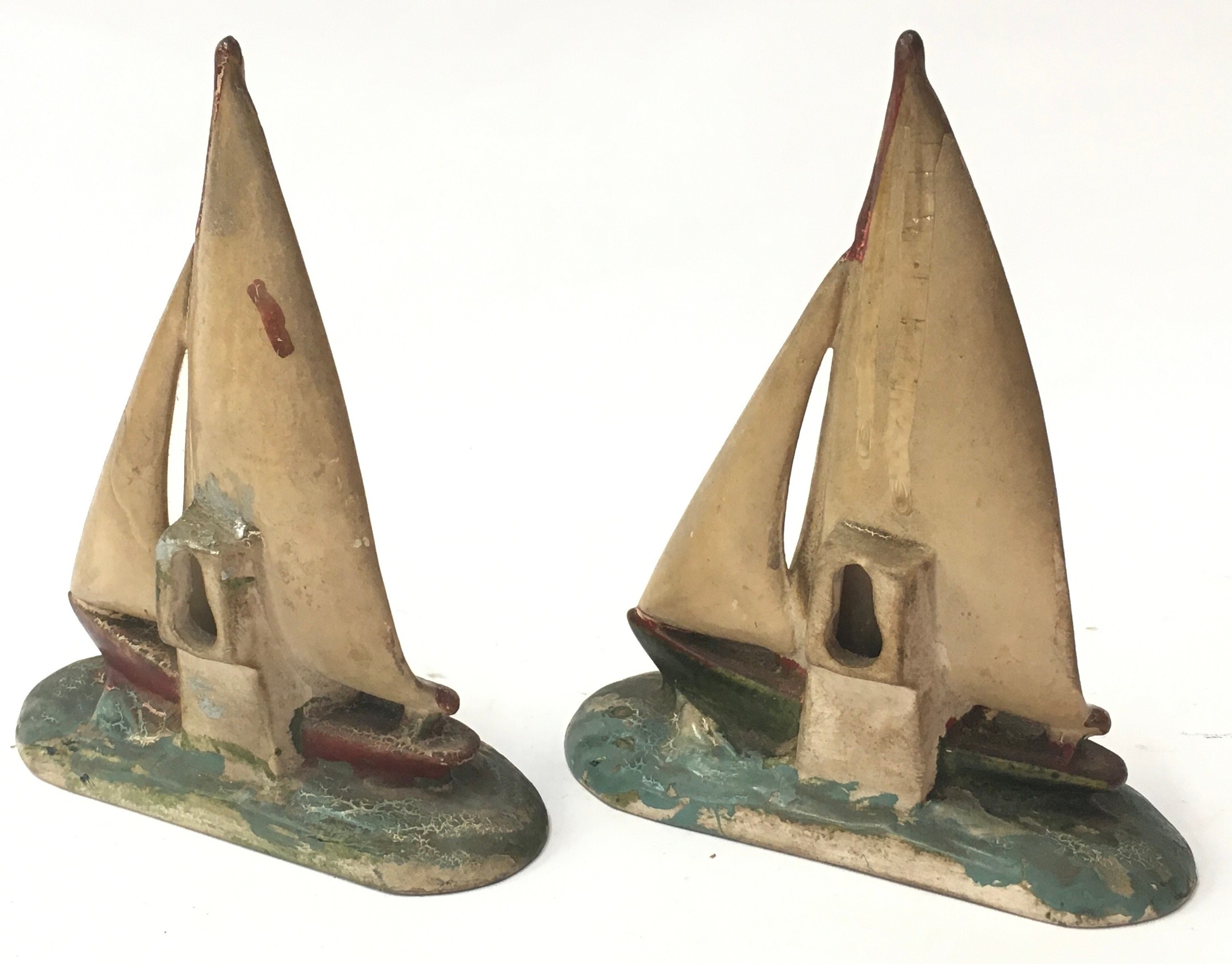 Poole Pottery pair of Yachts (overpainted) 11cms each (2) - Image 3 of 5