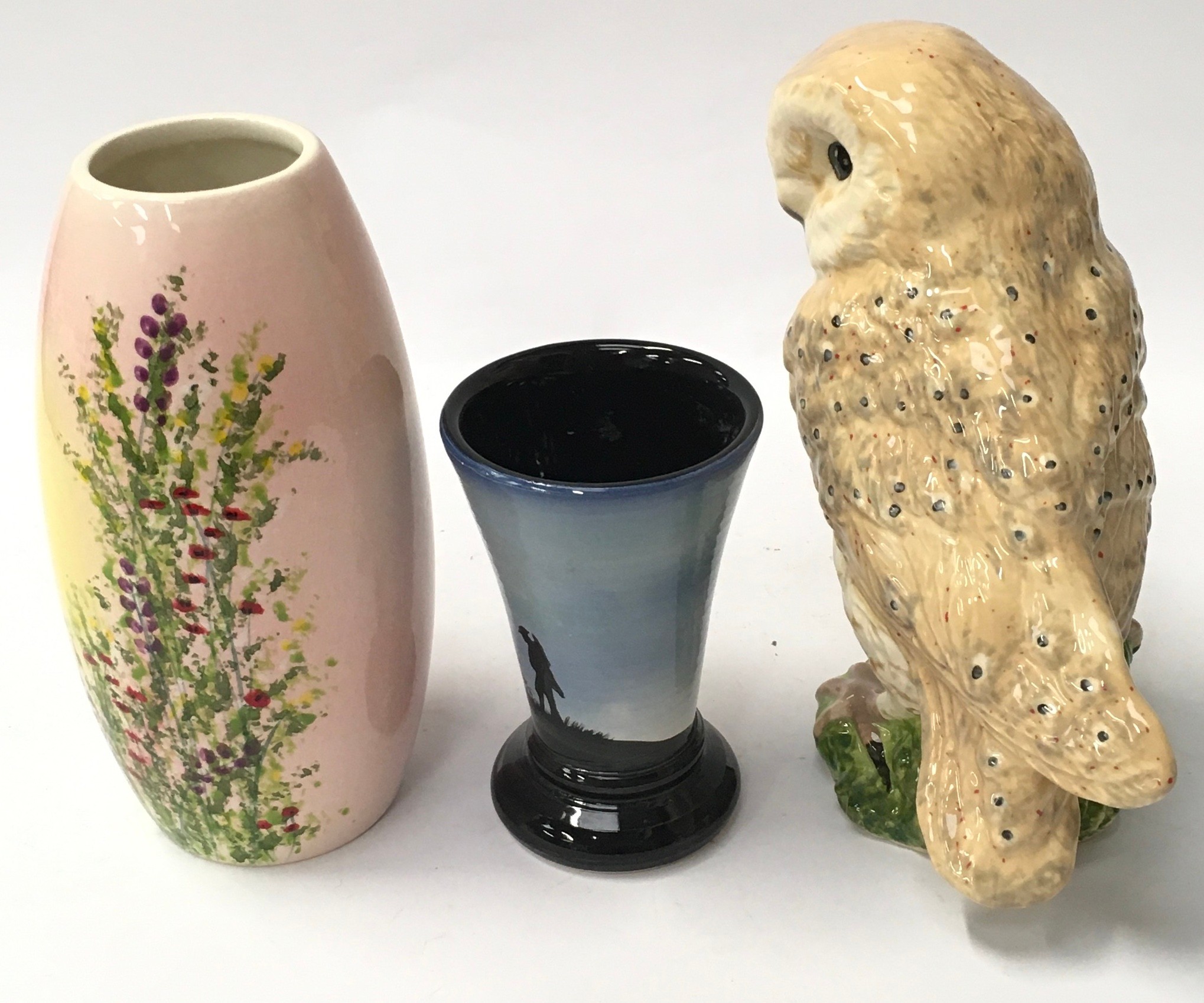 Studio Poole model of an Owl, together with a small remembrance vase by Alan White & Lorna Whitmarsh - Image 2 of 4