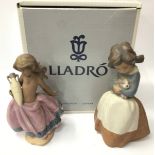 Lladro boxed Gres figure Little Peasant Girl 12332 plus one other Gres figure Girl with Puppy (2)