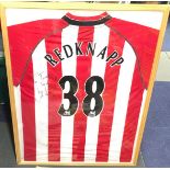 Signed and framed Jamie Redknapp Southampton FC shirt. O/all frame size 83cms x 64cms