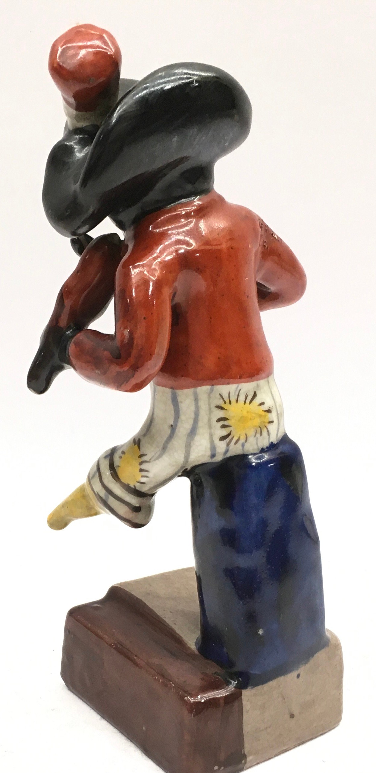 Contemporary Staffordshire style figure Billy Waters, itinerant musician with a peg leg. 18cms tall - Image 3 of 4