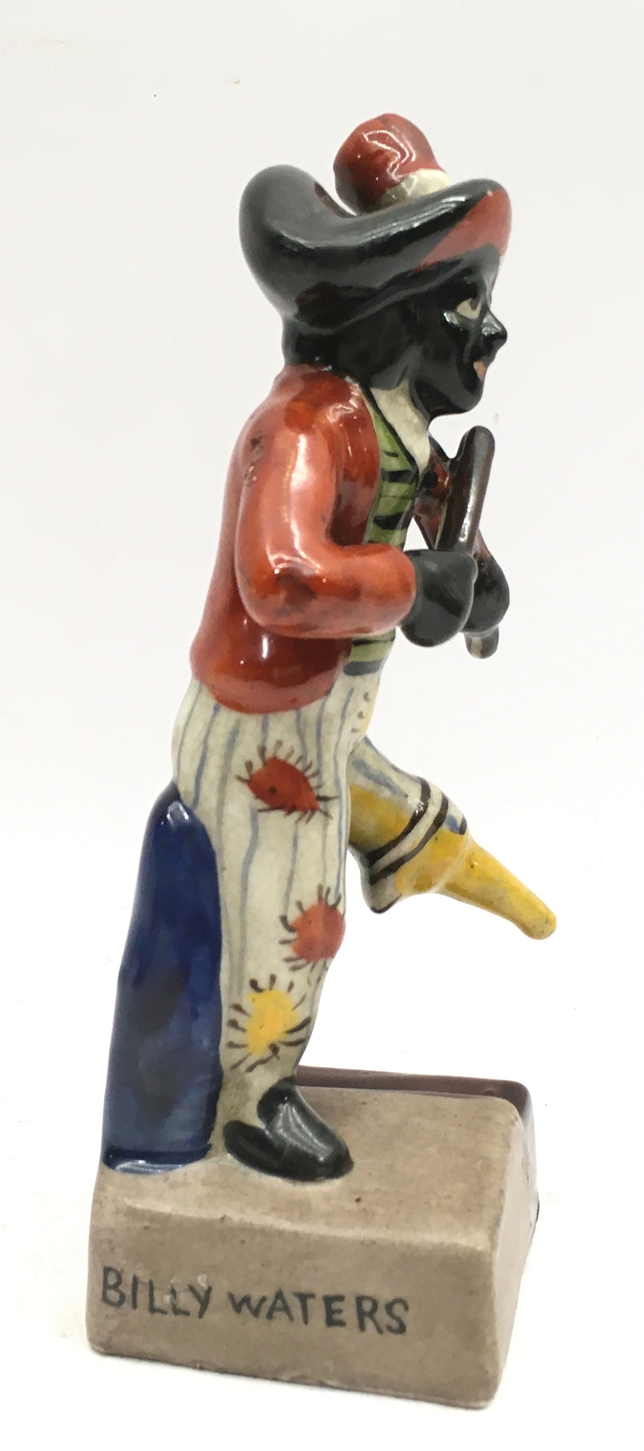 Contemporary Staffordshire style figure Billy Waters, itinerant musician with a peg leg. 18cms tall - Image 2 of 4