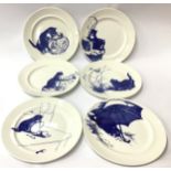Poole Pottery set of 6 National Trust Kingston Lacy plates 10" dia. (6)
