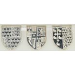 3 Solid Silver coat of arms shields 145g