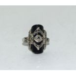 Silver Jet and Marcasite ring size K