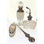 Collection of silver toped dressing table items