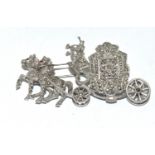 Vintage silver and marcasite horse and carriage watch brooch.