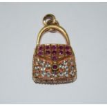 Ruby gold on 925 silver large handbag charm.