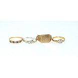 Quantity of 9ct gold rings to include diamonds 8g