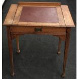 Art and Craft Oak writing desk single draw and brass handle 75x70x45cm