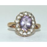 9ct gold ladies amethyst cluster ring size O