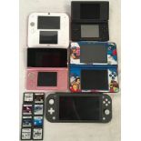 Nintendo collection of handheld gaming consoles to include Switch Lite, DS Lite and others. SOme