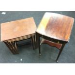 Mahogany nest of three small occasional tables the largest measuring 55x55x36cm together with a