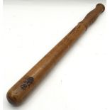 Victorian wooden police truncheon with VR cypher. 41cms long