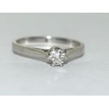 9ct white gold ladies diamond solitaire ring size M