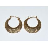 9ct gold ladies half moon earrings