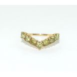 9ct gold ladies Peridot wish bone ring size R