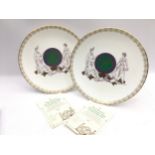 Pair of boxed Royal Doulton cabinet plates celebrating 100 years of Wimbledon Tennis Tournament