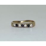 9ct gold ladies sapphire ring size Q