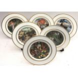 Set of six Royal Worcester The King Arthur plates. All boxed with certificates. Repair to one plate.