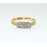 18ct gold ladies 3 stone diamond ring size J