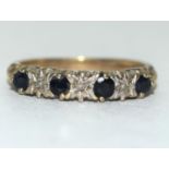 9ct gold ladies Sapphire and Diamond ring size N