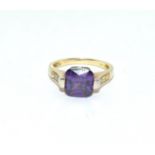 925 silver ladies ring set with amethyst size N