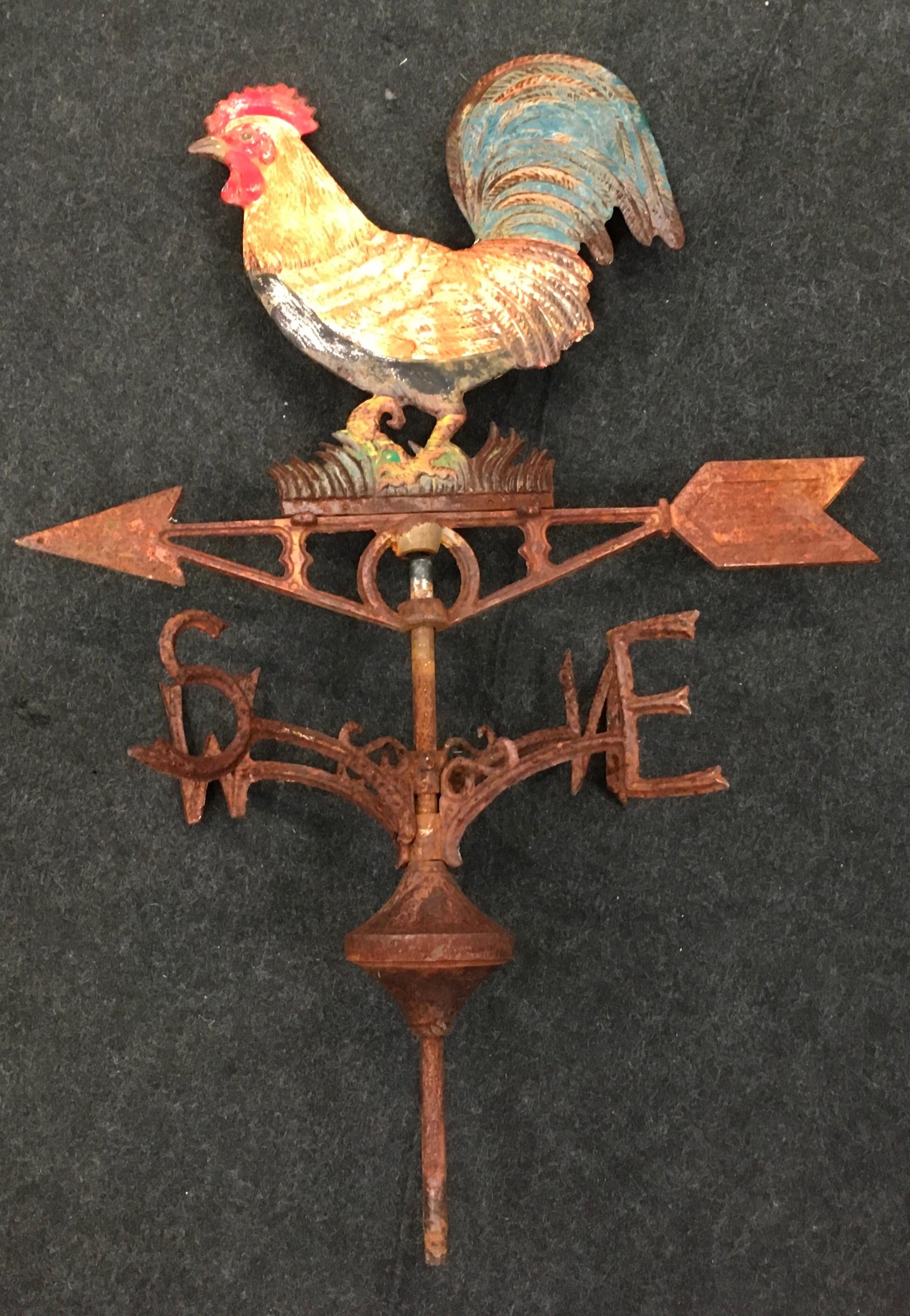 Vintage "Cockerel" weather vane 75x50cm