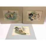 Three Victorian Florence K Upton prints, two featuring Golly's. O/all frame size 41cms x 33.5cms