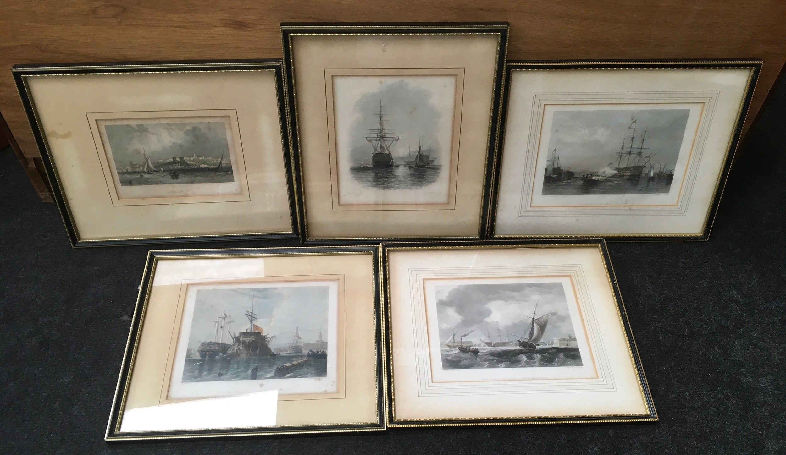 E.W.Cooke a collection of 5 19C prints of Harbour and Seascapes