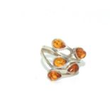 925 silver ladies ring set with amber size N