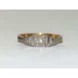 9ct gold ladies art deco diamond ring size