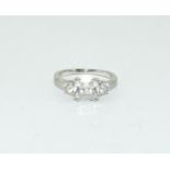 925 silver ladies ring set with a square center stone size O