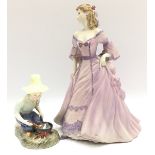 Two collectible figurines, Royal Doulton River Boy and Coalport Age of Elegance Moonlt Rendezvous