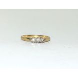 9ct gold ladies 3 stone diamond ring size M