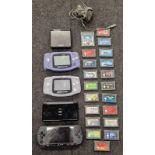 Collection of mainly Nintendo handheld consoles to include 2 x Game Boy Advance, 1 x Game Boy
