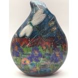 Poole Pottery interest Anita Harris Art Pottery teardrop vase depicting a Dragonfly 9" high.