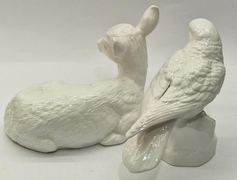 Poole Pottery golden-eye bone china white Merlin together with a large fawn both modelled by Barbara - Image 2 of 3