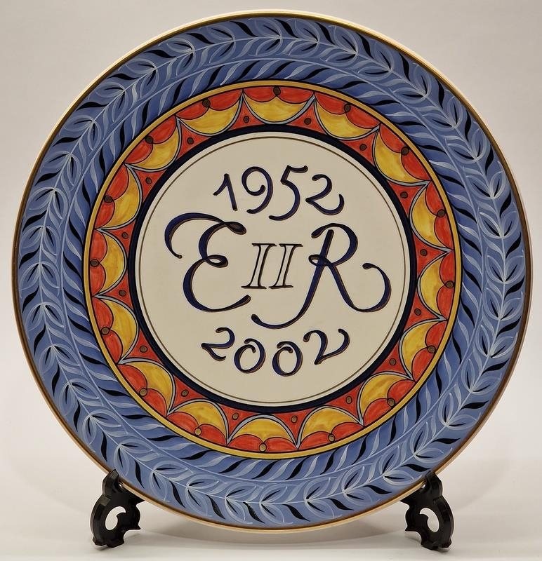 Poole Pottery limited edition charger by Sue Pottinger 19/500, Jubilee Queen Elizabeth (RIP) Jubilee