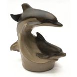 Poole Pottery extremely rare & hard to find stoneware small double dolphin modelled by Tony Morris