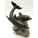 Poole Pottery extremely rare & hard to find stoneware large double dolphin modelled by Tony Morris