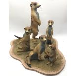 Poole Pottery interest outstanding carved sculpture of a family group of Meerkat's on a hill by Jane