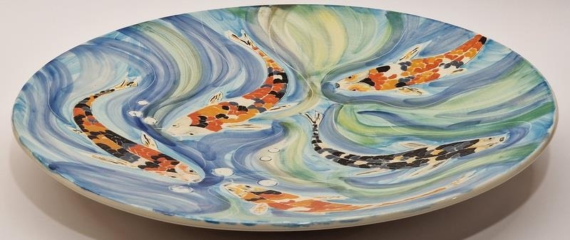 Poole Pottery interest Anita Harris Studio charger depicting fish 16" dia. - Image 2 of 3