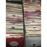 LARGE BOX OF VARIOUS HIT VINYL SINGLE RECORDS