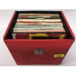 BOX OF VARIOUS ROCK POP RELATED 7” RECORDS. To include - Kraftwerk - Sex Pistols - Gary Numan - Marc